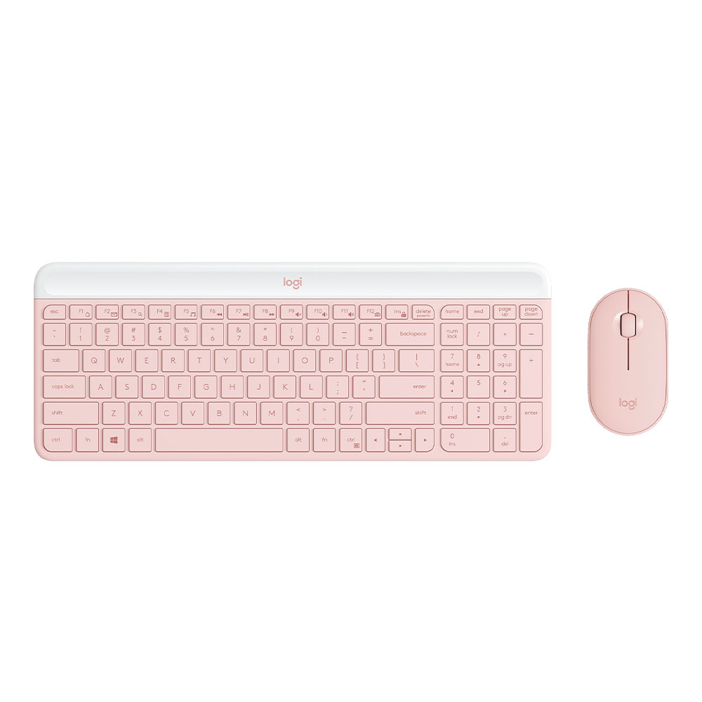 Combo Teclado Logitech Slim Wireless Keyboard and Mouse MK470 RoseSpa, 920-011312