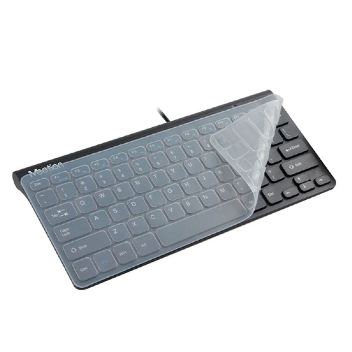 [16581] Teclado Mini Meetion MT-K400, Conexion USB + Protector de teclado transparente, 12 atajos Multimedia, Black
