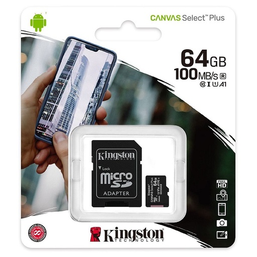 [09437] Memoria Micro SD Kingston 64GB C10 CANVAS Select plus SDCS2/64GB