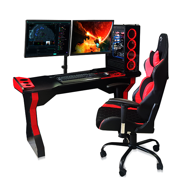 Escritorio Gaming Aeon Negro 140x60CM Melamina/Acrílico