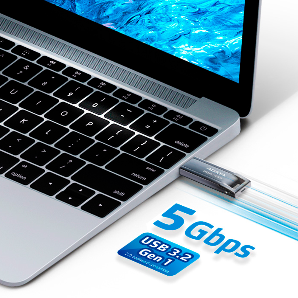 Memoria USB Adata UR340  64GB, USB 3.2, Lectura 100 MB/s, Negro AROY-UR340-64GBK