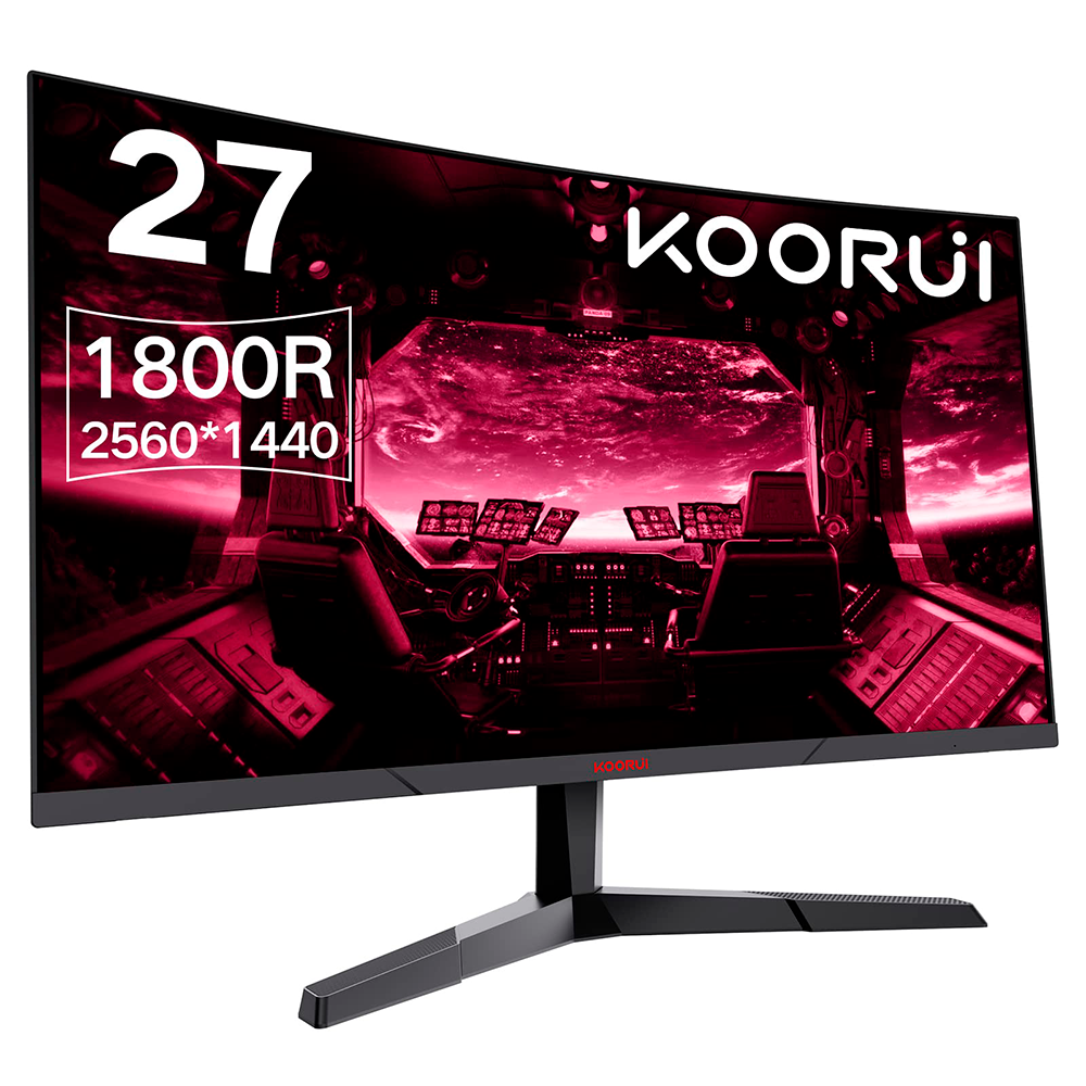 Monitor KOORUI 27", QHD 1440P, 144 Hz (1 ms, panel VA curvado 1800R, DP, HDMI) 27E6QC