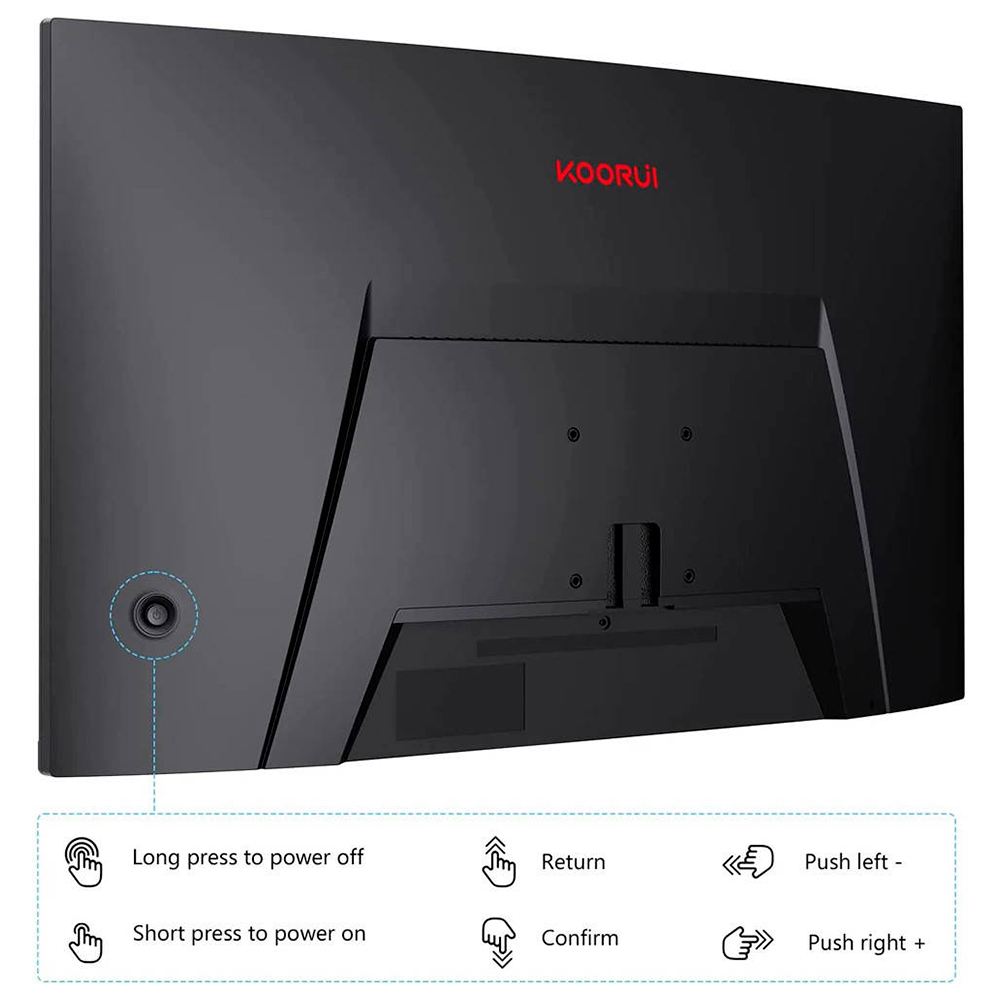 Monitor KOORUI 27", QHD 1440P, 144 Hz (1 ms, panel VA curvado 1800R, DP, HDMI) 27E6QC