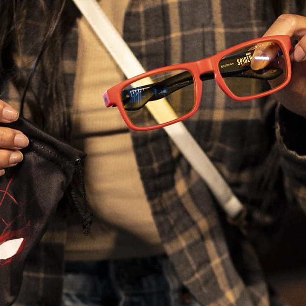 Gafas GUNNAR ENIGMA MILES MORALES/A Edition, SPIDER MAN, Red Frame, Dual-sided anti-reflective lens coating, 100% UV Block -ENI-12201