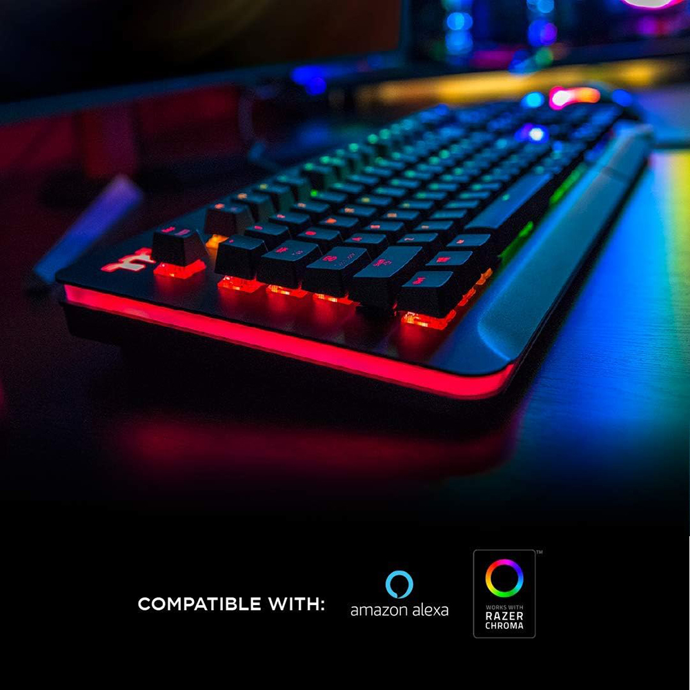 Teclado Gaming Thermaltake LEVEL 20 Titanium Edition Cherry MX Speed RGB Silver, Control de voz