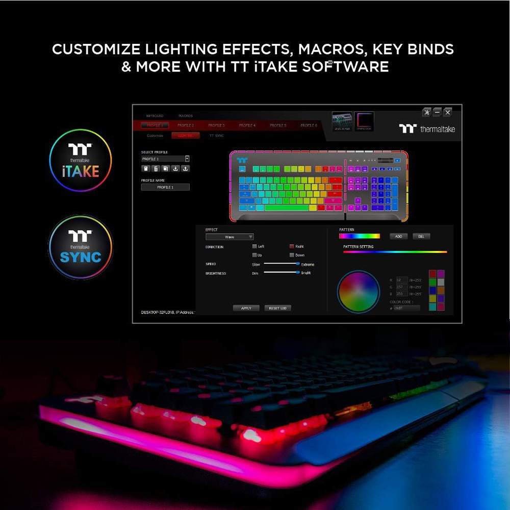 Teclado Gaming Thermaltake LEVEL 20 Titanium Edition Cherry MX Speed RGB Silver, Control de voz