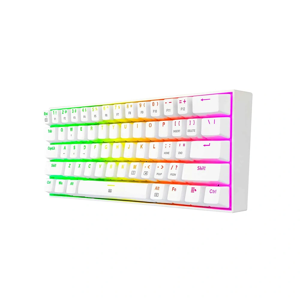 Teclado Mecanico Redragon Gaming Dragonborn Blanco, Switch Red, RGB, Conexión USB, K630W-RGB
