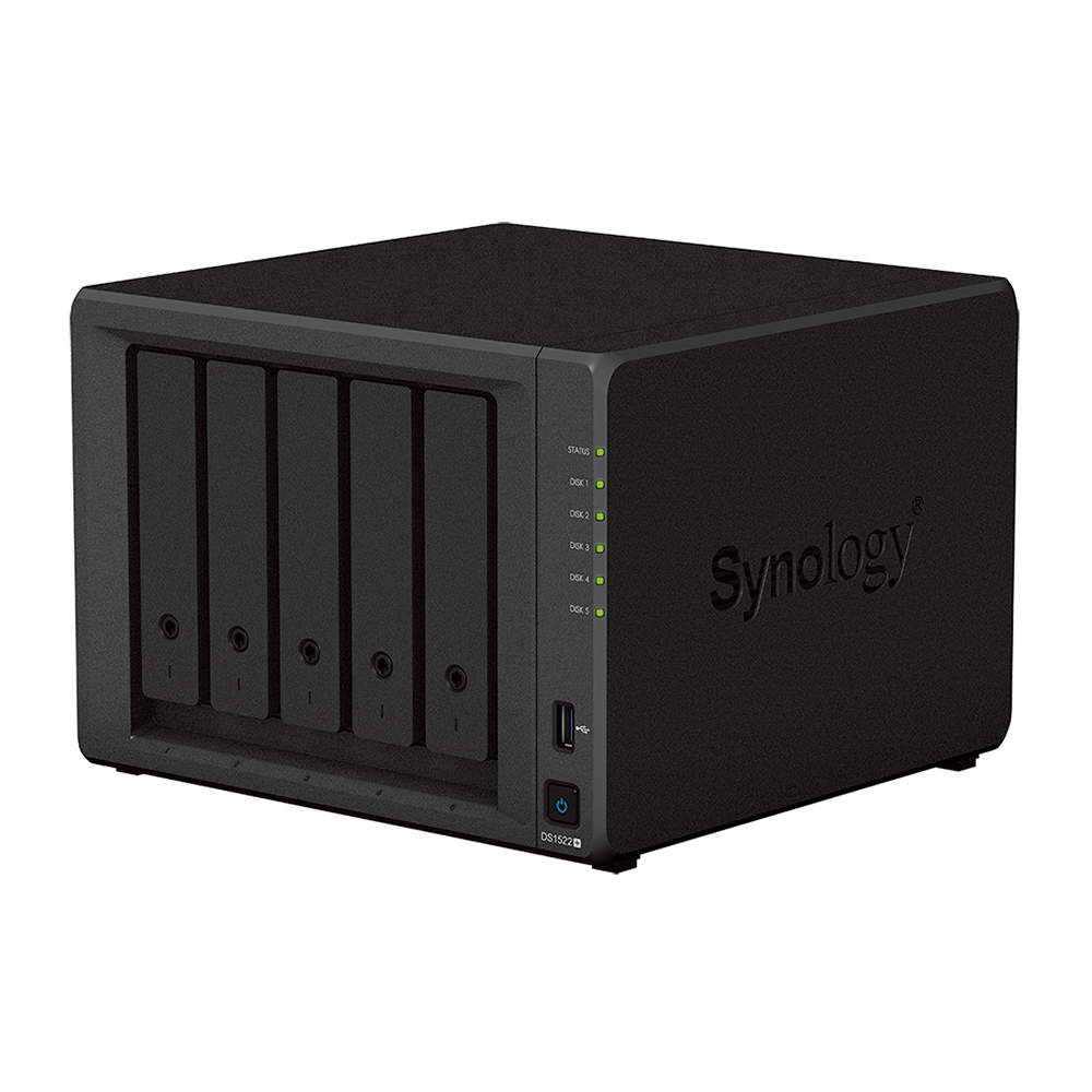 Synology DS1522+ DiskStation NAS de 5 bahías (AMD Ryzen R1600 8GB Ram 4xRJ-45 1GbE LAN-Port)
