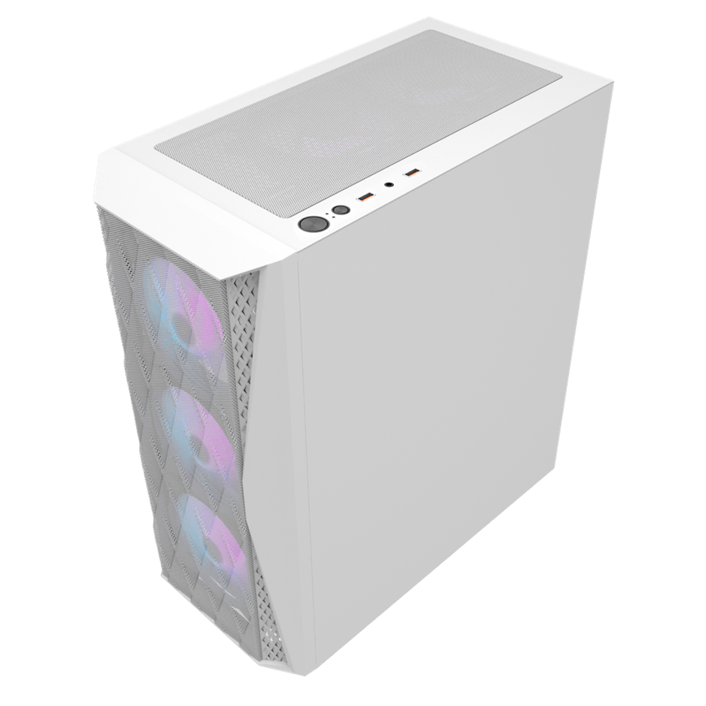 [17822] Case DarkFlash DK352 - 4 x Fan ARGB - Blanco, Malla metalica