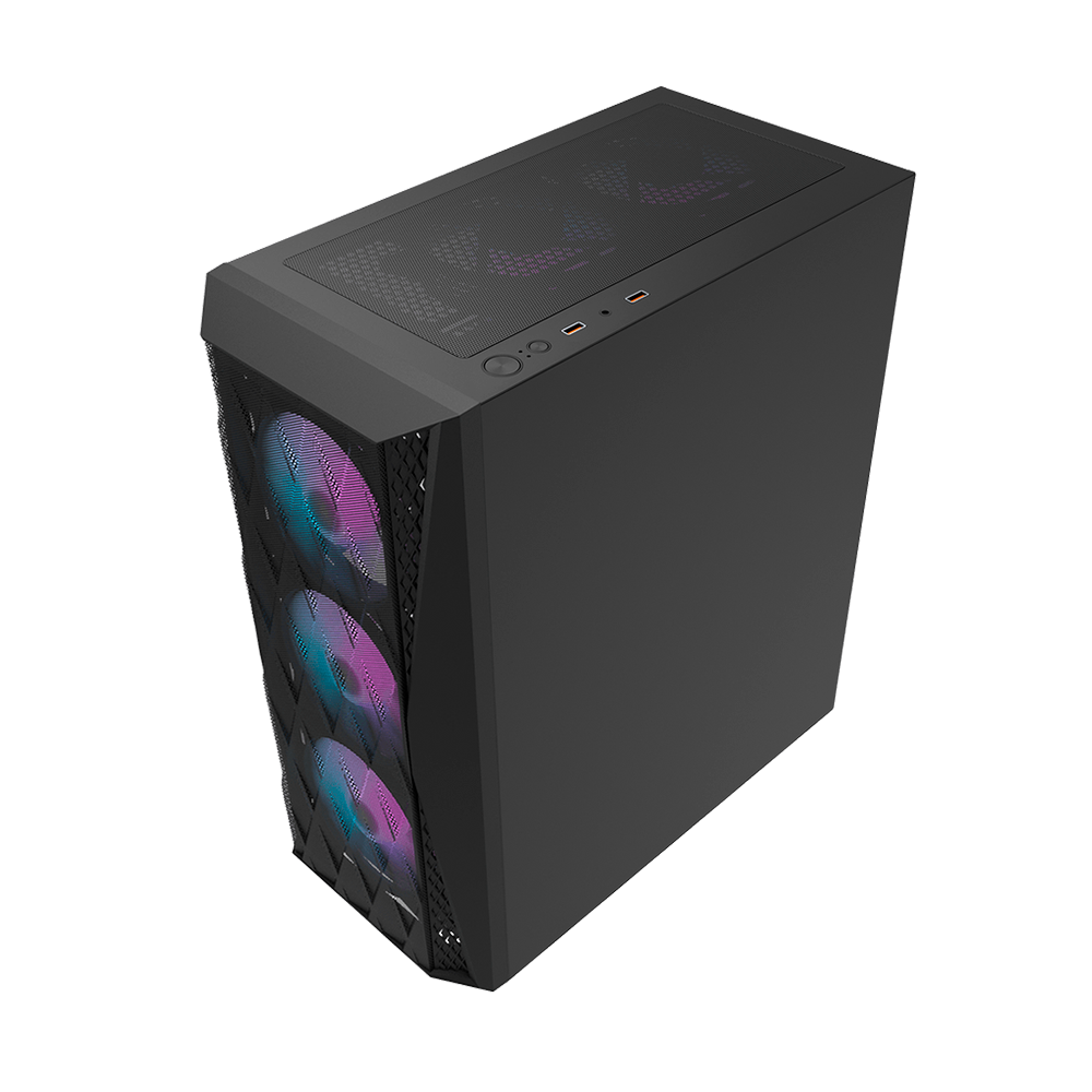 Case DarkFlash  DK352 - 4 x Fan ARGB - Negro, Malla metalica, 