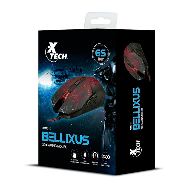 Mouse Gaming Xtech Bellixus 6 botones, 2400DPI, Óptico XTM-510