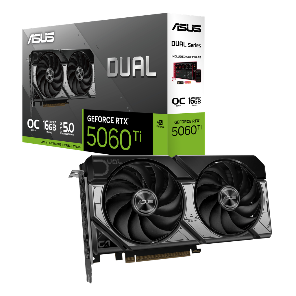 Tarjeta de Video Asus Dual GeForce RTX 5060 TI OC, 16 GB DDR7, PCIe 5.0, 90YV0MH0-M0AA00