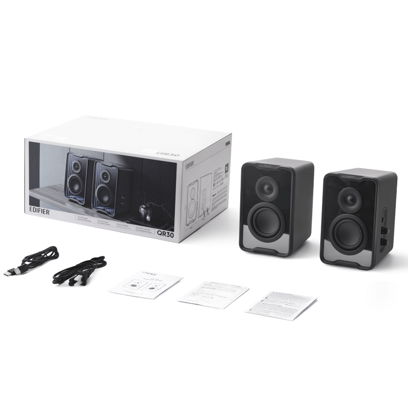 Parlante Edifier QR30 -30W (RMS) 0.75" silk  tweeters y 2.75"  mid-bass drivers Bluetooth V5.4  USB-A and AUX Negro