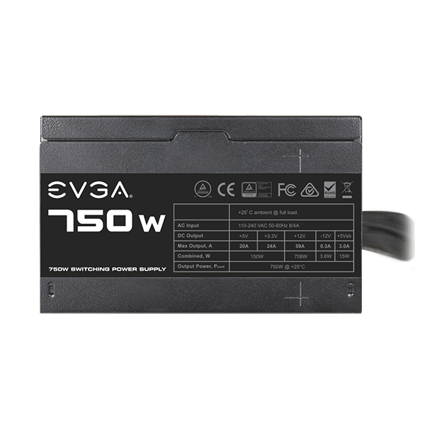 Fuente de poder EVGA N1, 750W ATX, 120mm