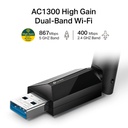 Adaptador USB Inalambrico TP-LINK Archer T3U Plus, AC1300, 400 Mbps 5.0 GHz/2.4 GHz, WI-FI5, Doble Banda, Puerto USB 3.0, 0152502323