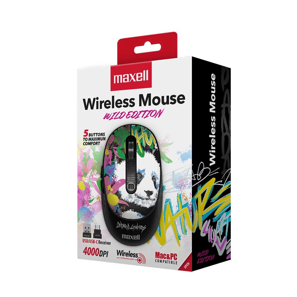 Mouse Inalambrico Maxell, MOWL-320, Limited edition PANDA, 4000dpi, PC-MAC