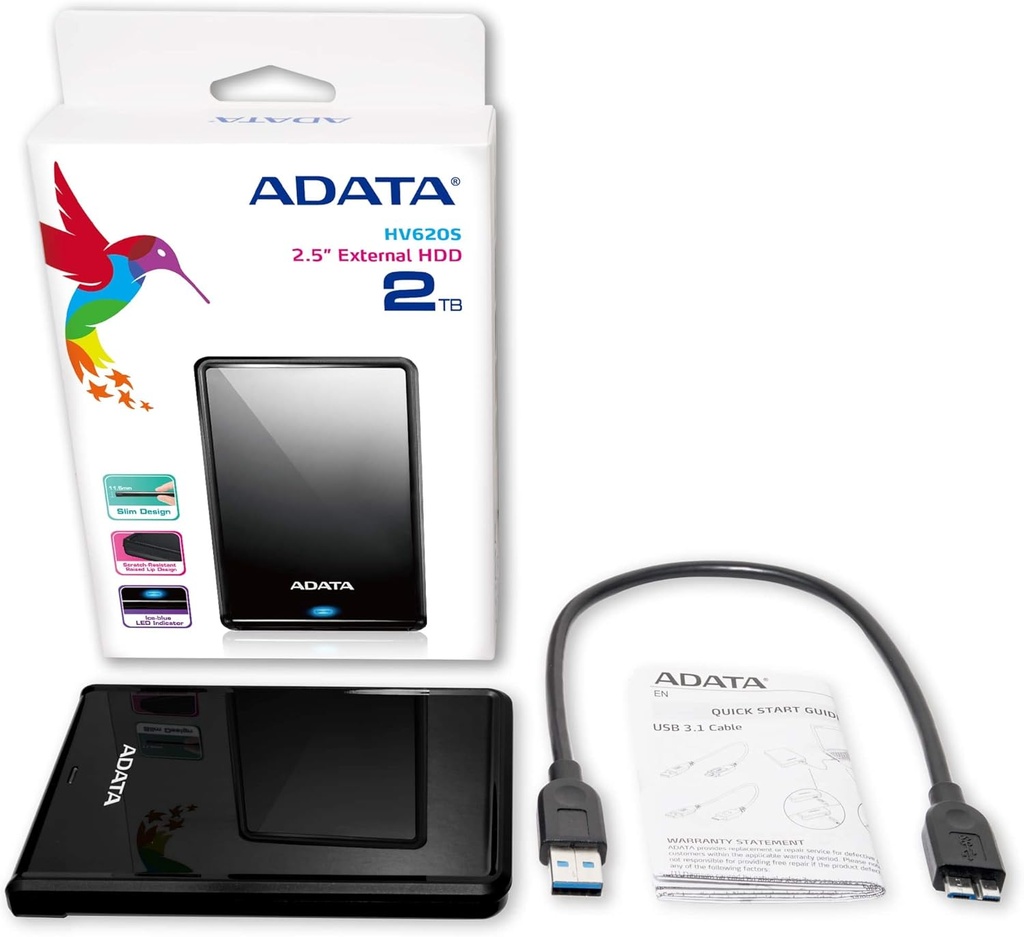 Disco Externo ADATA AHV620S 2TB - Negro - AHV620S-2TU31-CBK