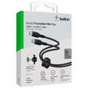 Cable Belkin Pro Flex USB-C a USB-C con correa 3Mts, Negro, CAB011bt3MBK