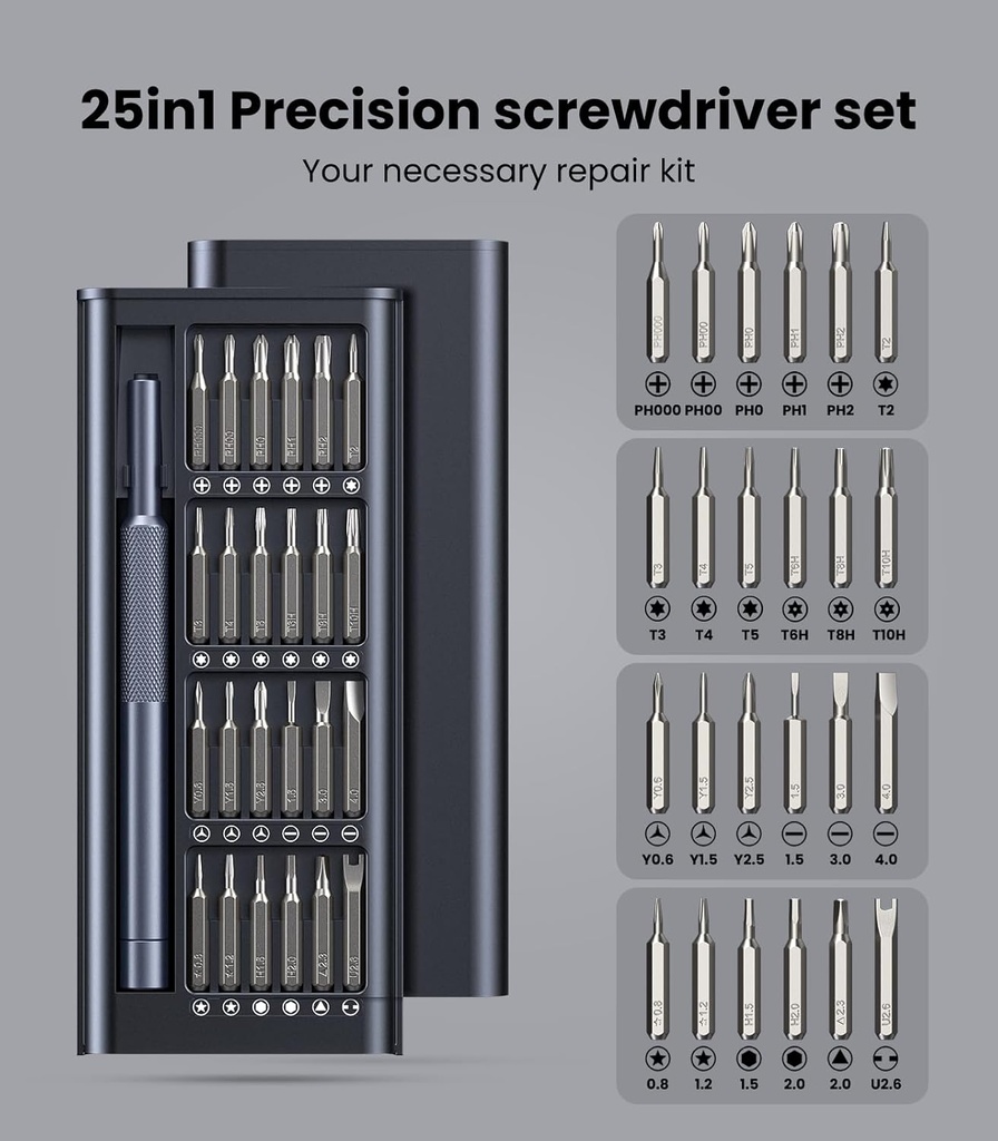 JUEGO DE DESARMADORES MINI 25-in-1 Small Precision Screwdriver Set, Professional Magnetic Mini Repair