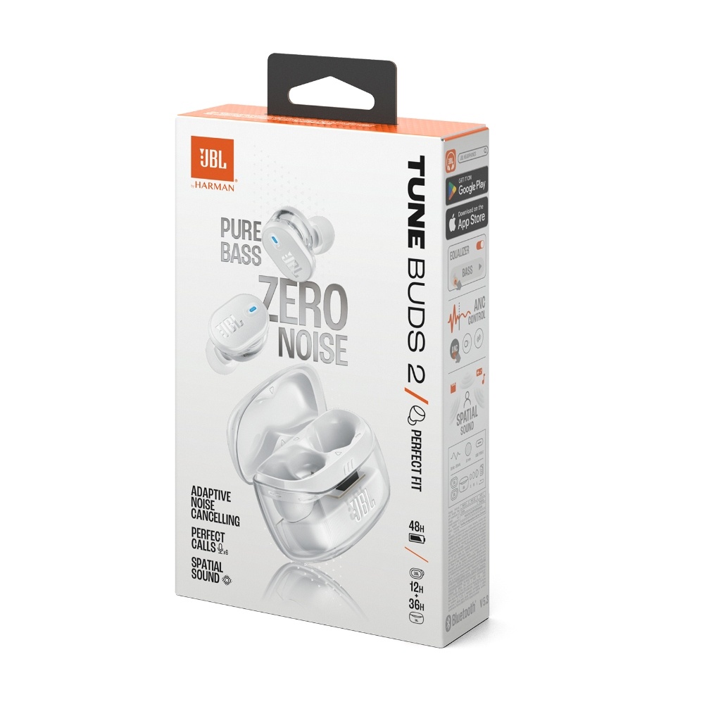 [19700]  JBL Tune Buds 2 Headphones TWS Ghost White, Cancelacion de Ruido, Bluetoorh 5.3, Hasta 48Hrs, Sonido Pure Bass y JBL Spatial, BLANCO, JBLTBUDS2GWHTAM