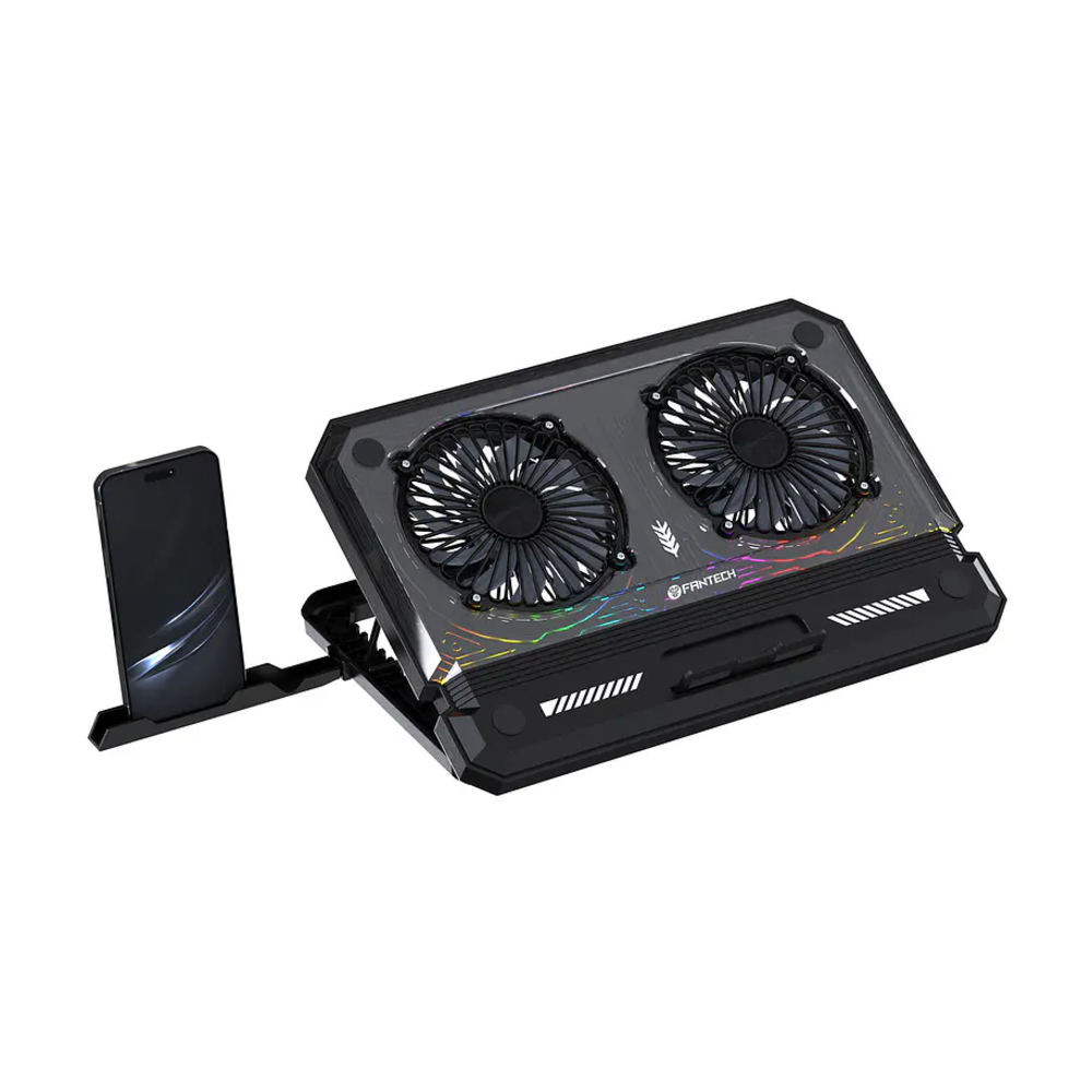 [19480] Ventilador para Laptop,  FANTECH NC21 BLACK, 140×140×25 mm. 10 modos RGB