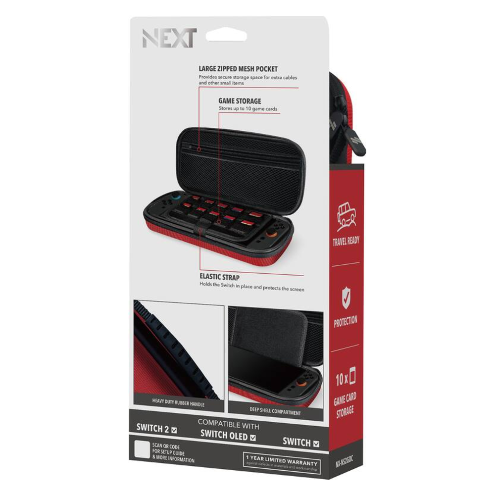 [19938] Estuche Next Go Travel para Nintendo Switch/Nintendo Switch 2 - Rojo - NX-NS2GOCR