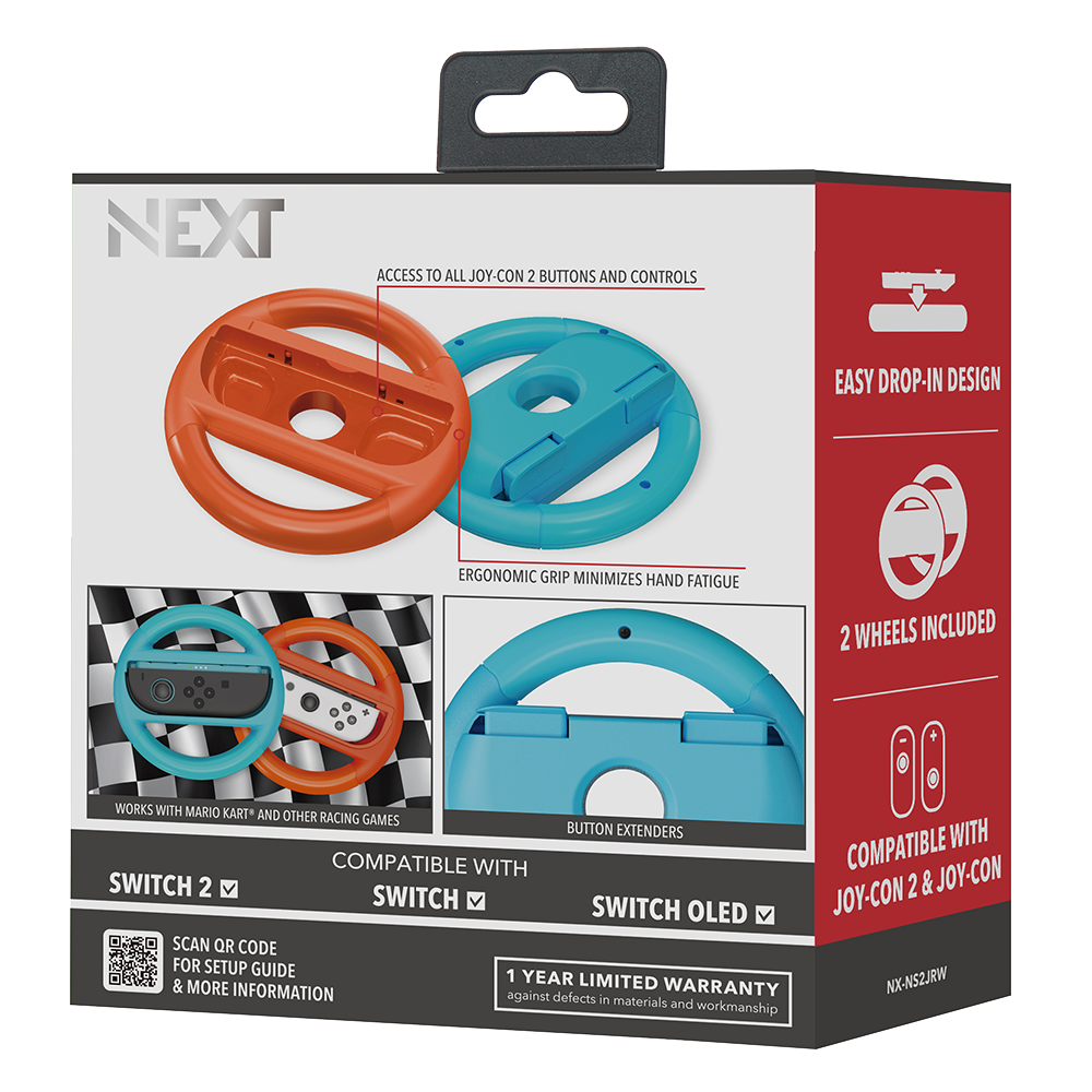 [19944] Volantes NEXT Racing Wheel 2-Pack Joy-Con 2 y Joy-Con Nintendo Switch – Azul/Rojo - NX-NS2JRW