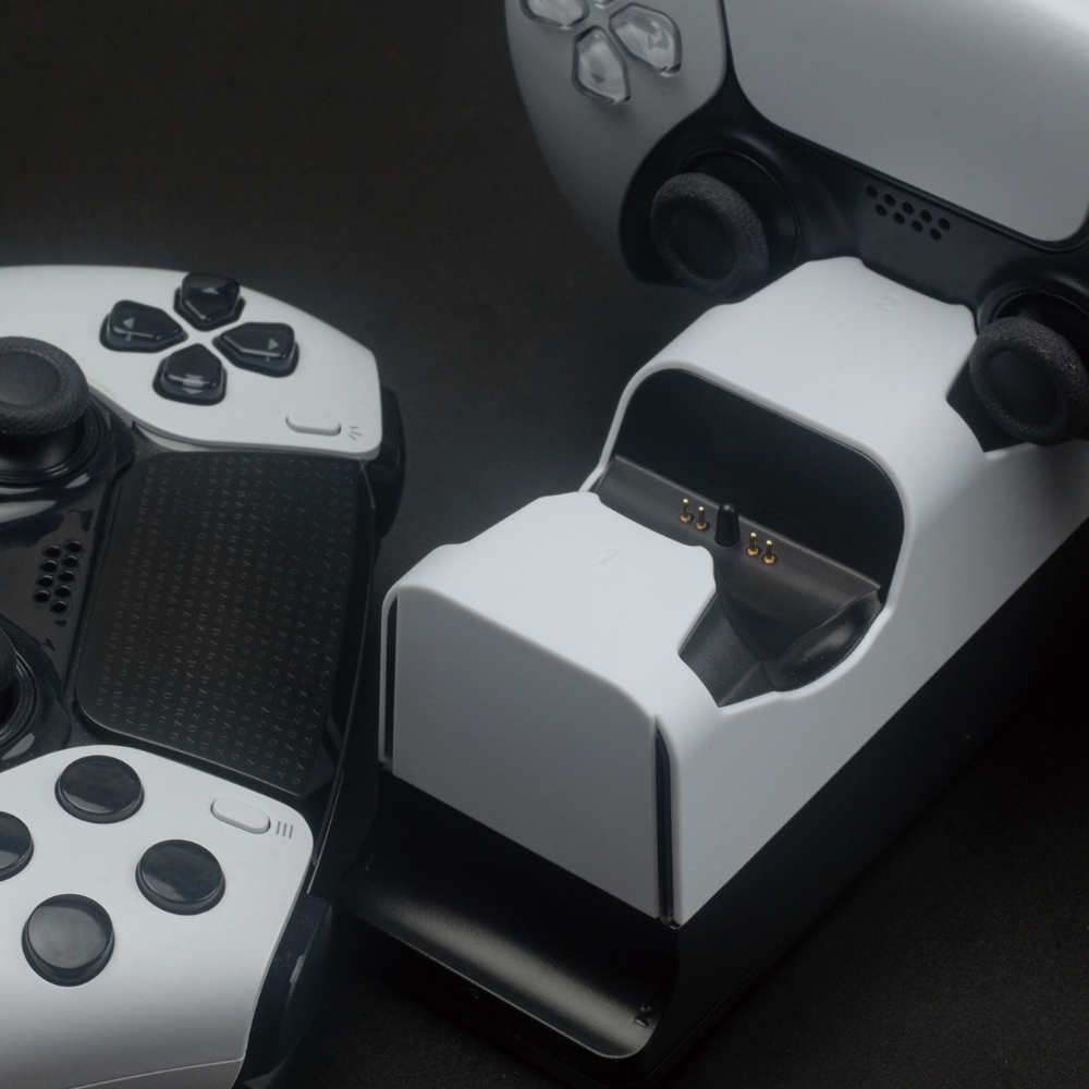 [19946] Base de Carga NEXT para 2 Controles DualSense PS5 – LED, USB, Blanco/Negro - NX-PS5CHRG2 