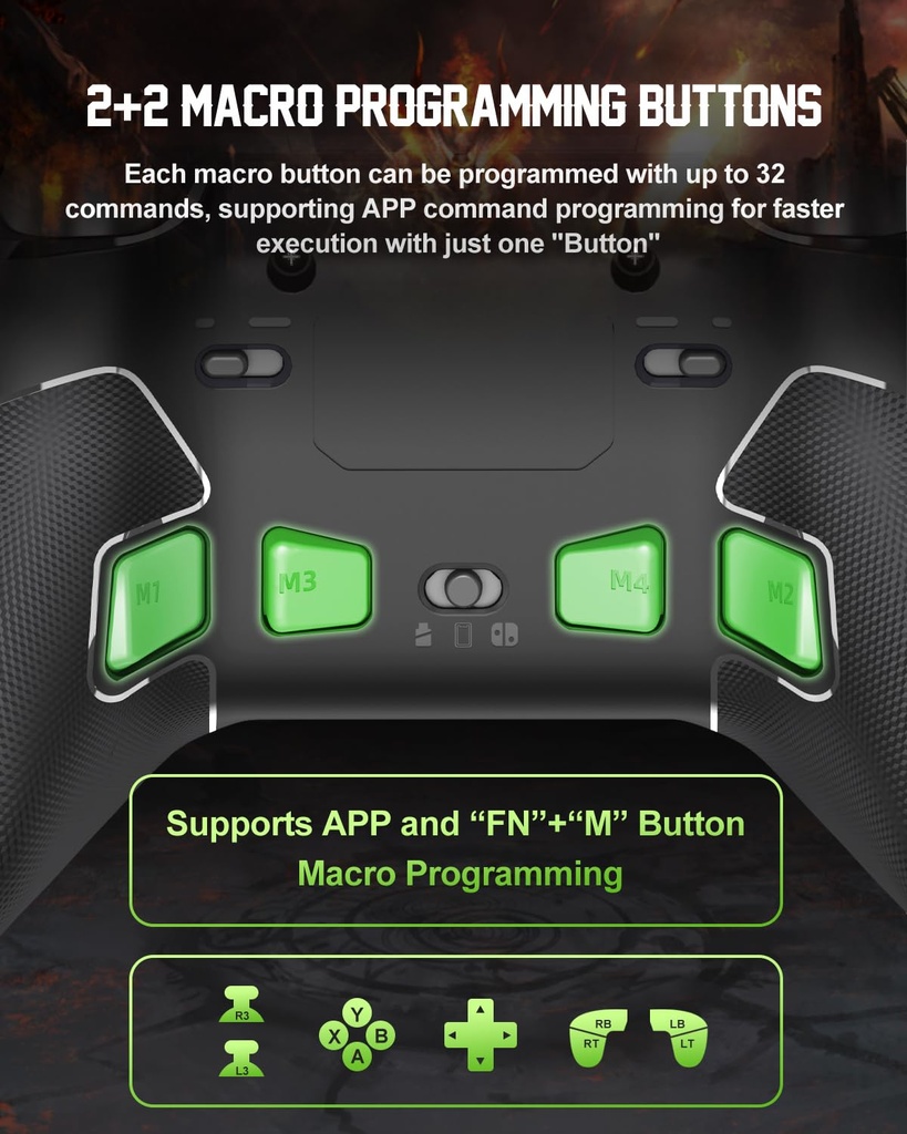 Control  para juegos PXN P5, Bluettoth/2.4Hz/SW, hall effect 1000hz, 4 Macros, compatible con PC, Steamdeck, Switch 1 y 2, Android, IOS.