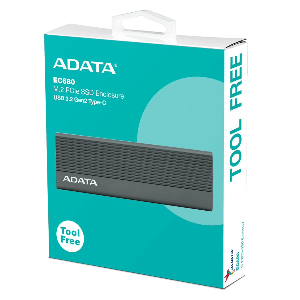 [20006] Enclosure ADATA EC680 para SSD M.2 NVMe/SATA – USB 3.2 Gen2 10Gbps, Type-C, Negro 