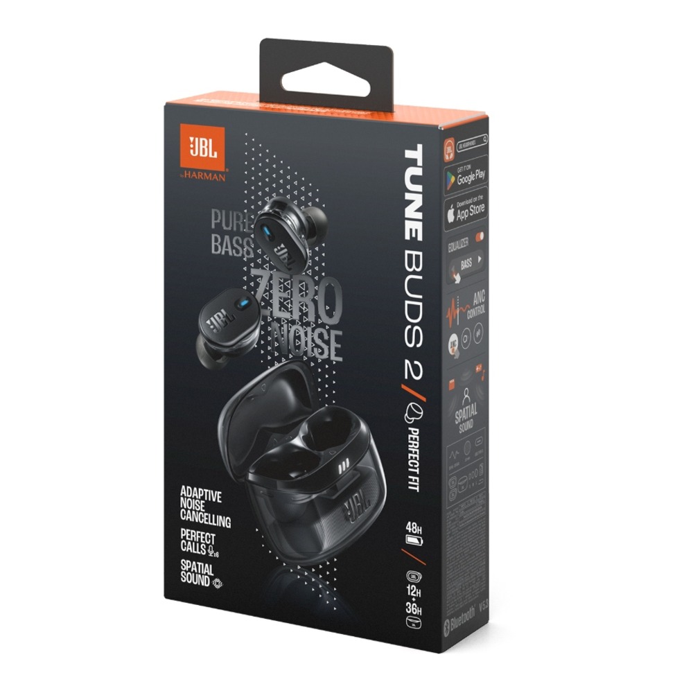 [19700]  JBL Tune Buds 2 Headphones TWS Ghost Black, Cancelacion de Ruido, Bluetoorh 5.3, Hasta 48Hrs, Sonido Pure Bass y JBL Spatial, JBLTBUDS2GBLKAM