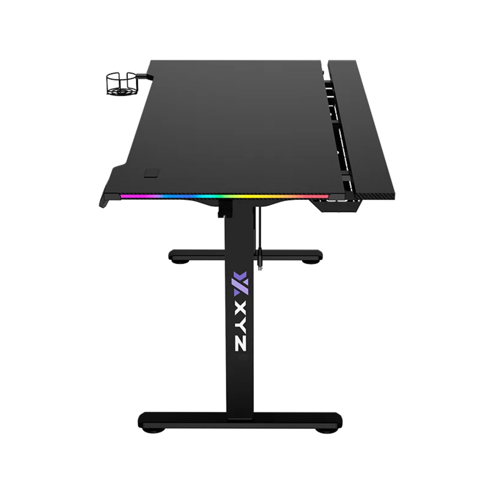 [20047] ESCRITORIO ELECTRICO GAMING AJUSTABLE XYZ PRO X, X-DS-PRO X-B / XYZ-SA-1027 1400x600cm, RGB Integrado, Portavaso, Caja p/cables, 132 Libras.