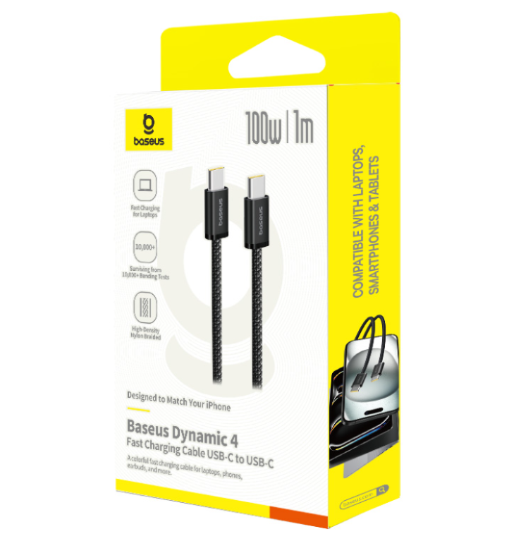 Cable  Carga Rapida Baseus Dynamic 4,  USB-C a USB-C 100W 2 Metros,  Cluster Black - P10381400112- 00