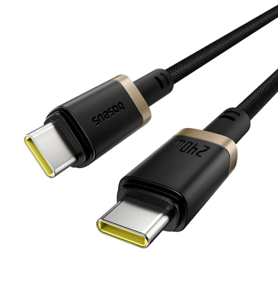 Cable de Carga Ultra Rápida Baseus Dura,  USB-C a USB-C 240W,   1 Metro Dorado-Negro.  P10377803U03- 00