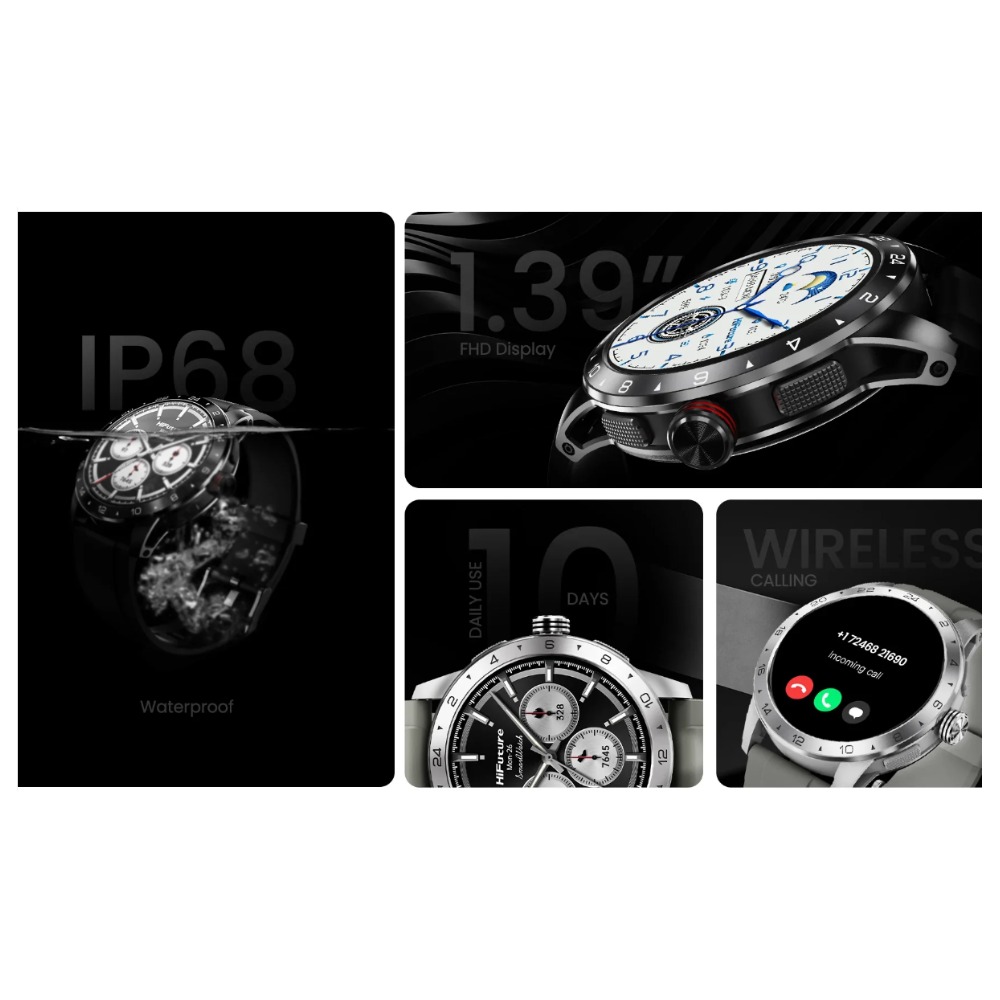 [20145] Reloj inteligente HiFuture Flex 2 con monitor de salud oxigeno en sangre,  y actividad física 100 modos, puede recibir llamadas,  IP67 con hasta 10 días de batería - Gris - HIF-FLEX2SLV