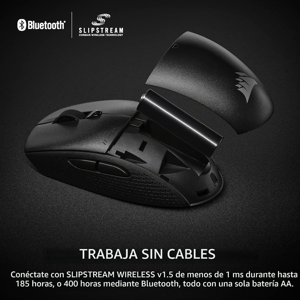 Mouse Corsair M55 - Wireless/Bluetooth - Negro -, FPS ligero M55 - Negro | 2.4GHz y Bluetooth, 24,000 DPI, bat. larga duracion, 6 programables, CH-931F000- WW