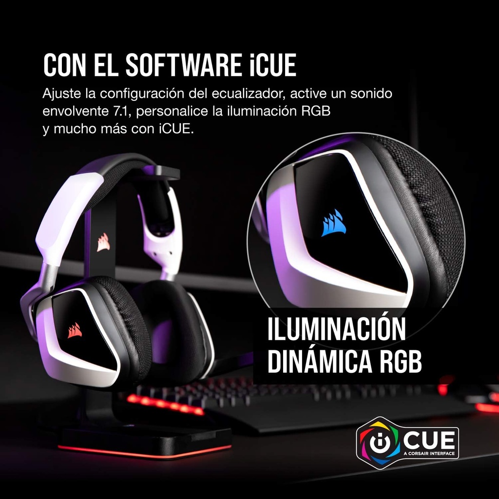 Headset Corsair Void RGB Elite Wireless - Blanco - CA-9011202-NA