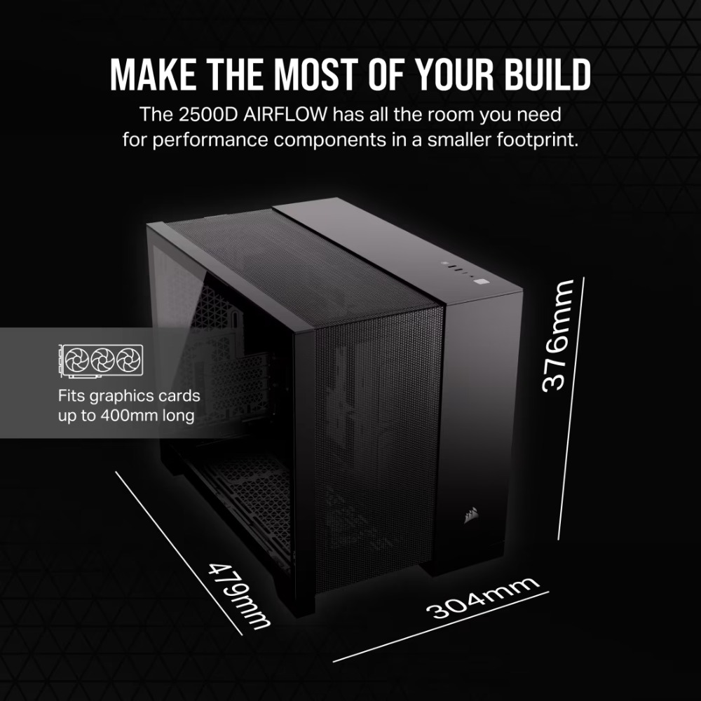 [20340] Case Corsair 2500D Airflow, Semi-Torre, Doble Cámara, mATX/Mini-ITX, Negro CC-9011263-WW