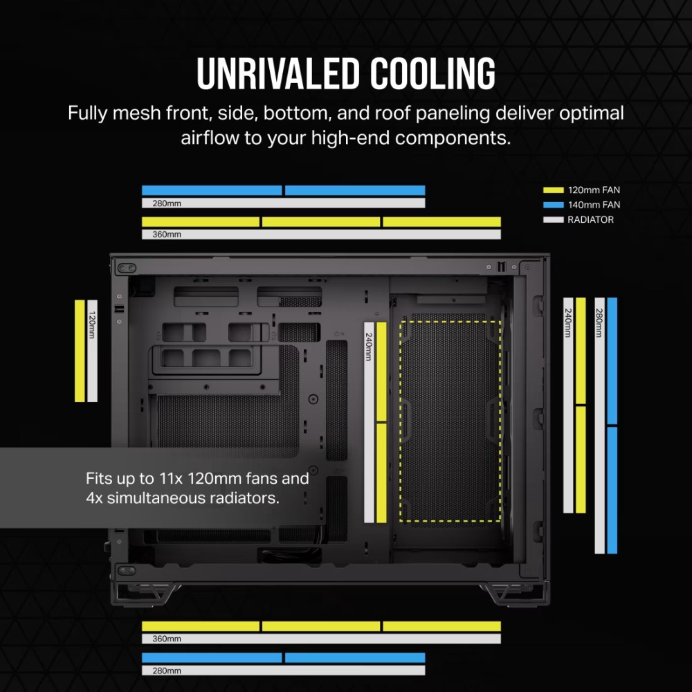 [20340] Case Corsair 2500D Airflow, Semi-Torre, Doble Cámara, mATX/Mini-ITX, Negro CC-9011263-WW