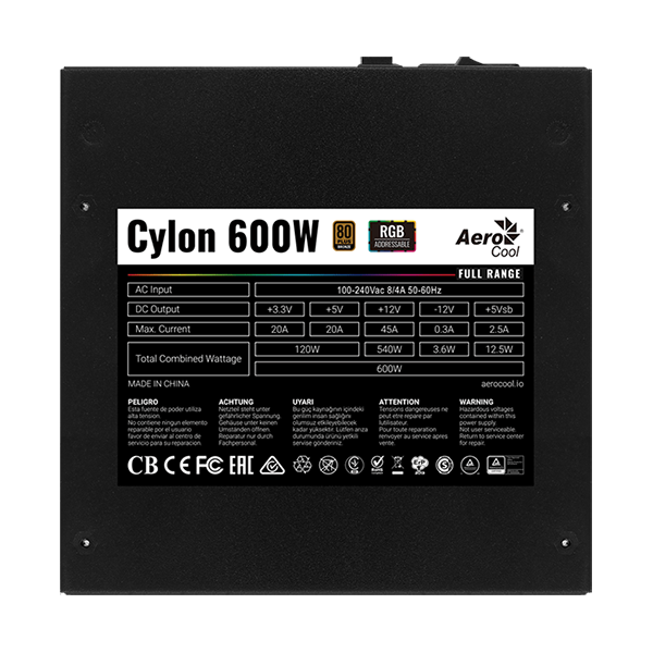 Fuente de Poder AeroCool  Cylon 600w RGB