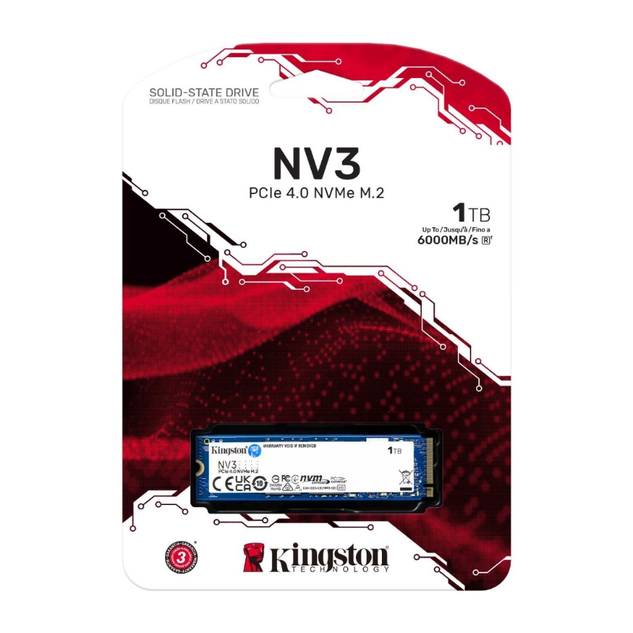 Almacenamiento M.2 Kingston NV3 1TB NVME 2280 SSD PCIE 4.0, SNV3S/1000G