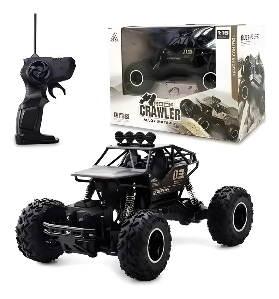 Carro Control  Remoto ROCK CRAWLER, Recargable, Efecto de humo Led, - Rojo, negro, azul - juguetes 2408-085TY