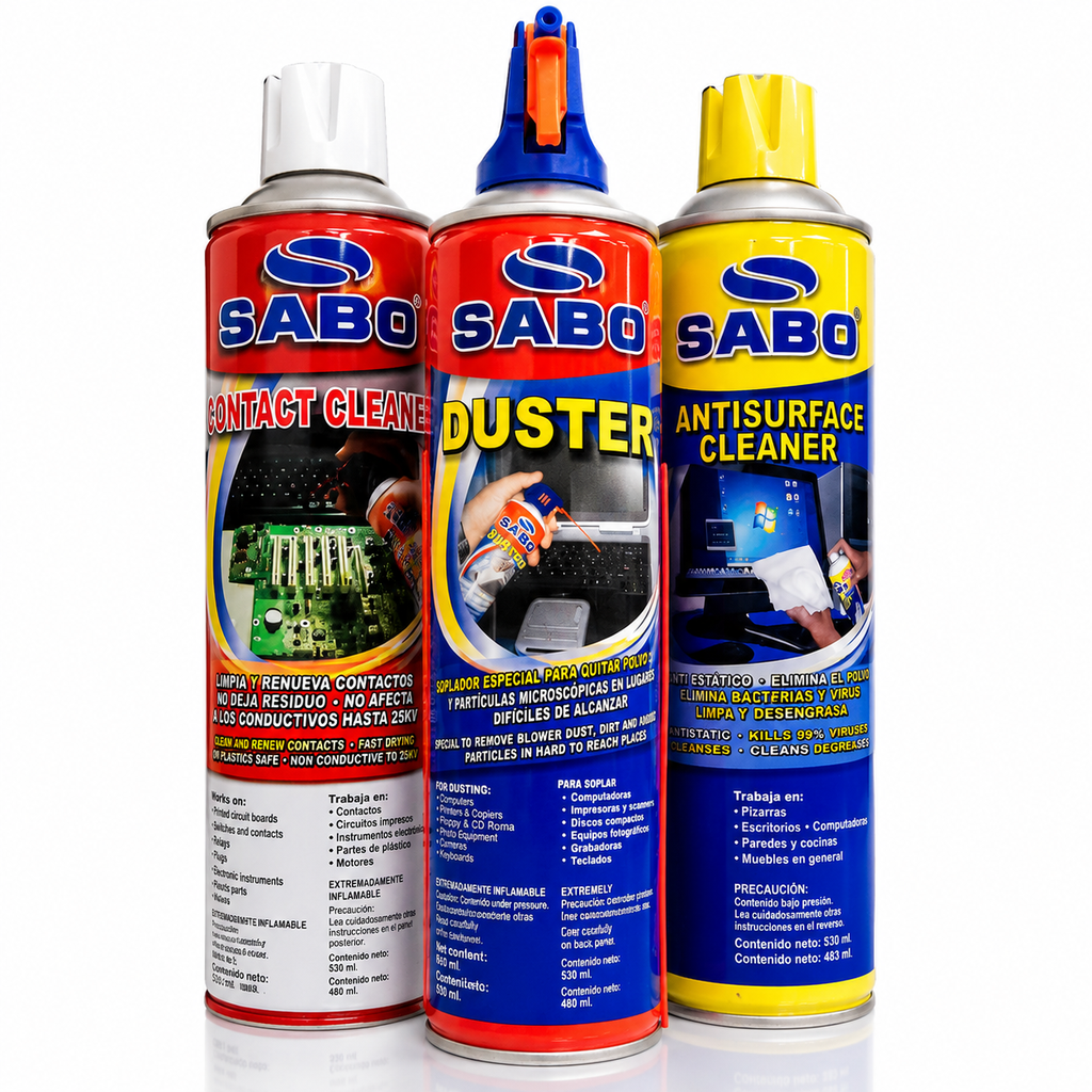 Kit de limpieza SABO, Espuma, Contact Cleaner y Aire Comprimido