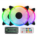 Kit de ventiladores CoolMoon RGB x3 de 120MM Black + Control