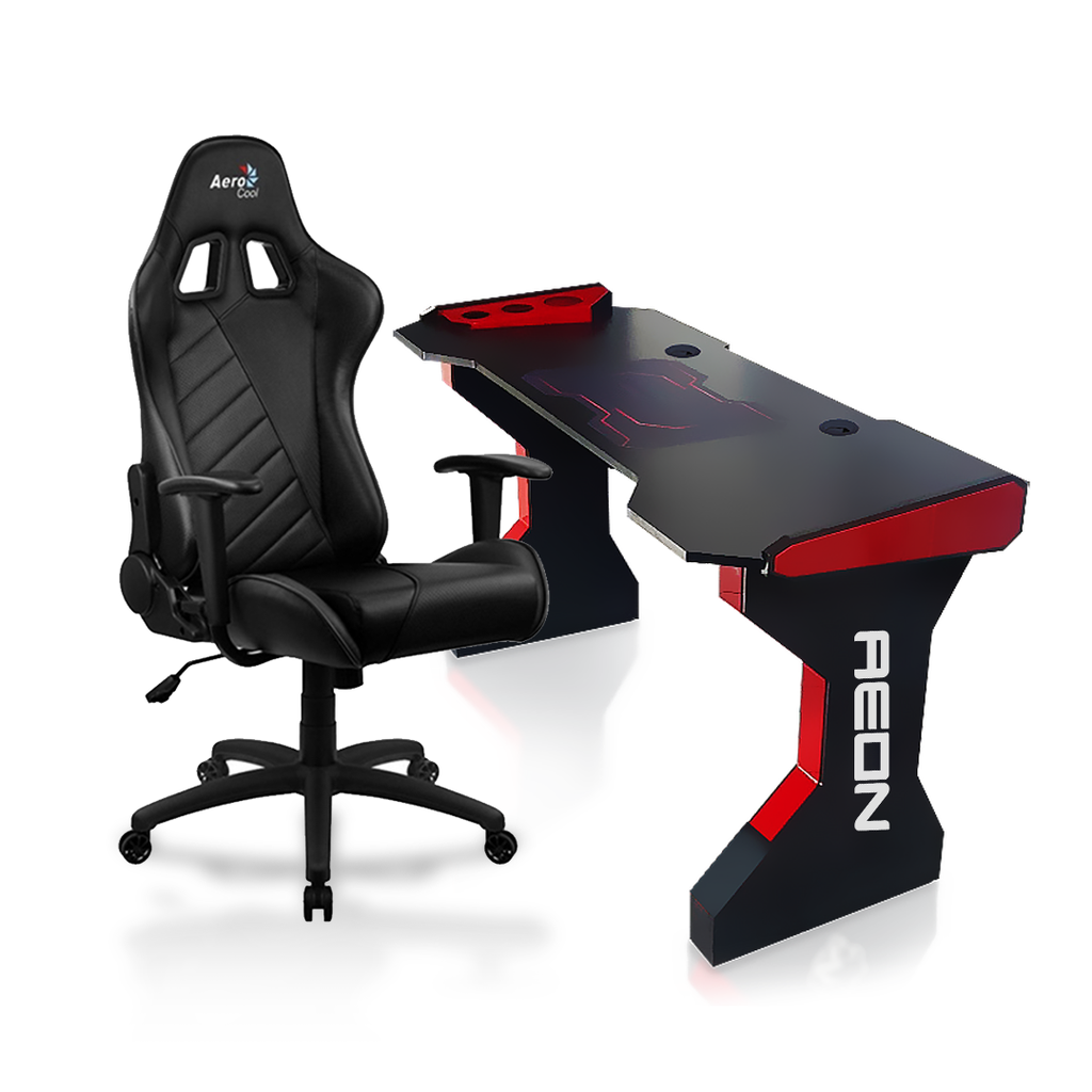 KIT Gaming Escritorio Aeon + Silla Air AC110 Rojo