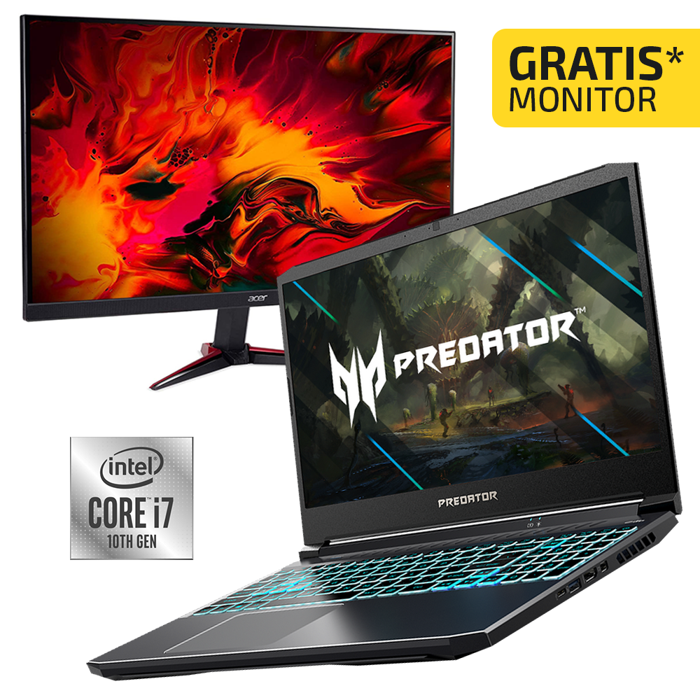 Kit Laptop Acer Predator Helios i7-10750H, GRATIS Monitor Acer Nitro 27"