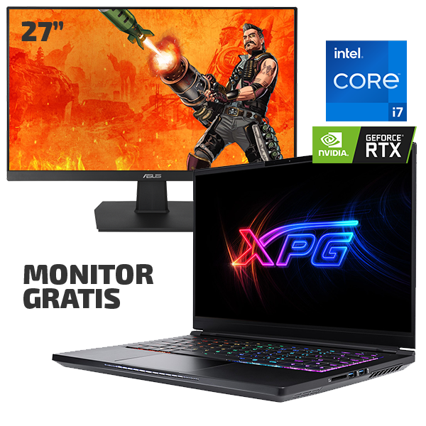 KIT Laptop XPG Xenia 15 KC - 15.6" QHD IPS 165Hz, Intel i7-11800H, 32GB, 1TB, RTX™ 3070 8GB + Monitor 27