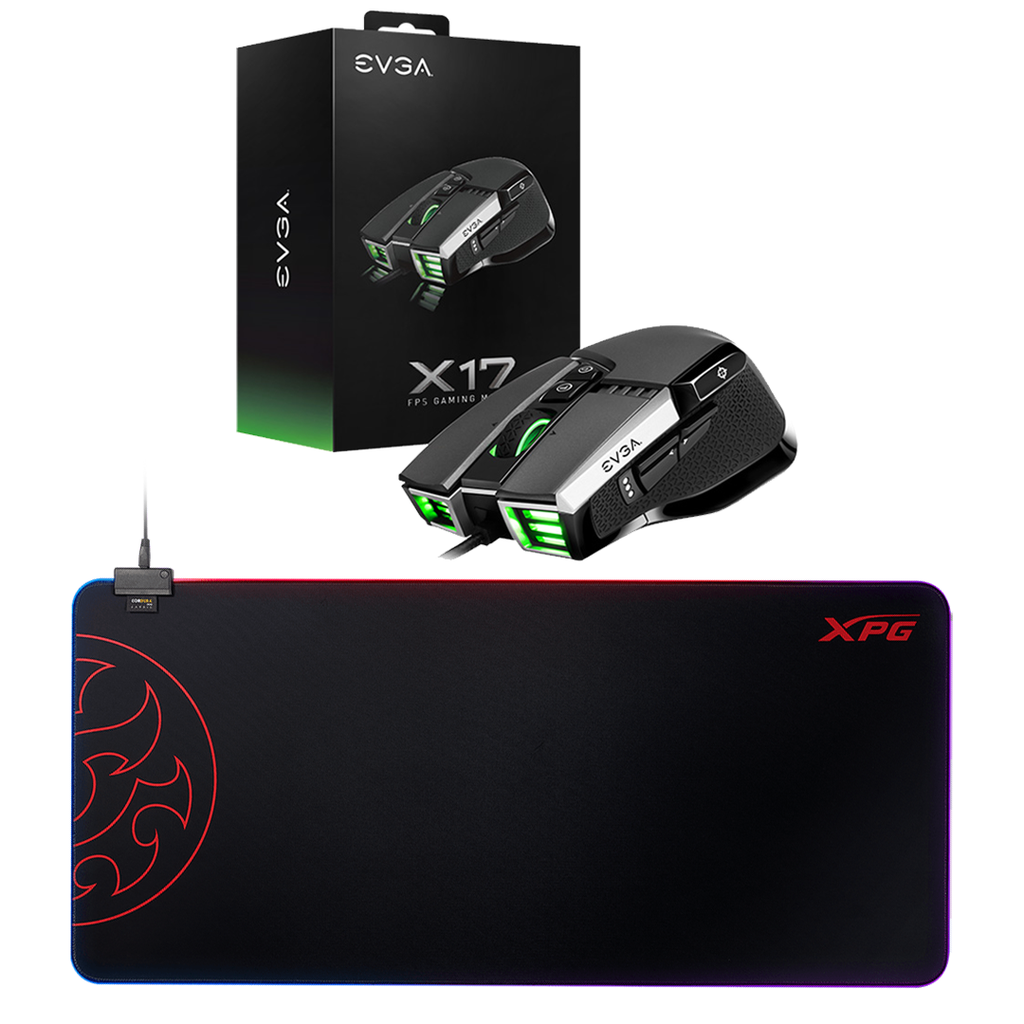KIT Mouse Gaming EVGA X17 + Mousepad  RGB XL Prime XPG