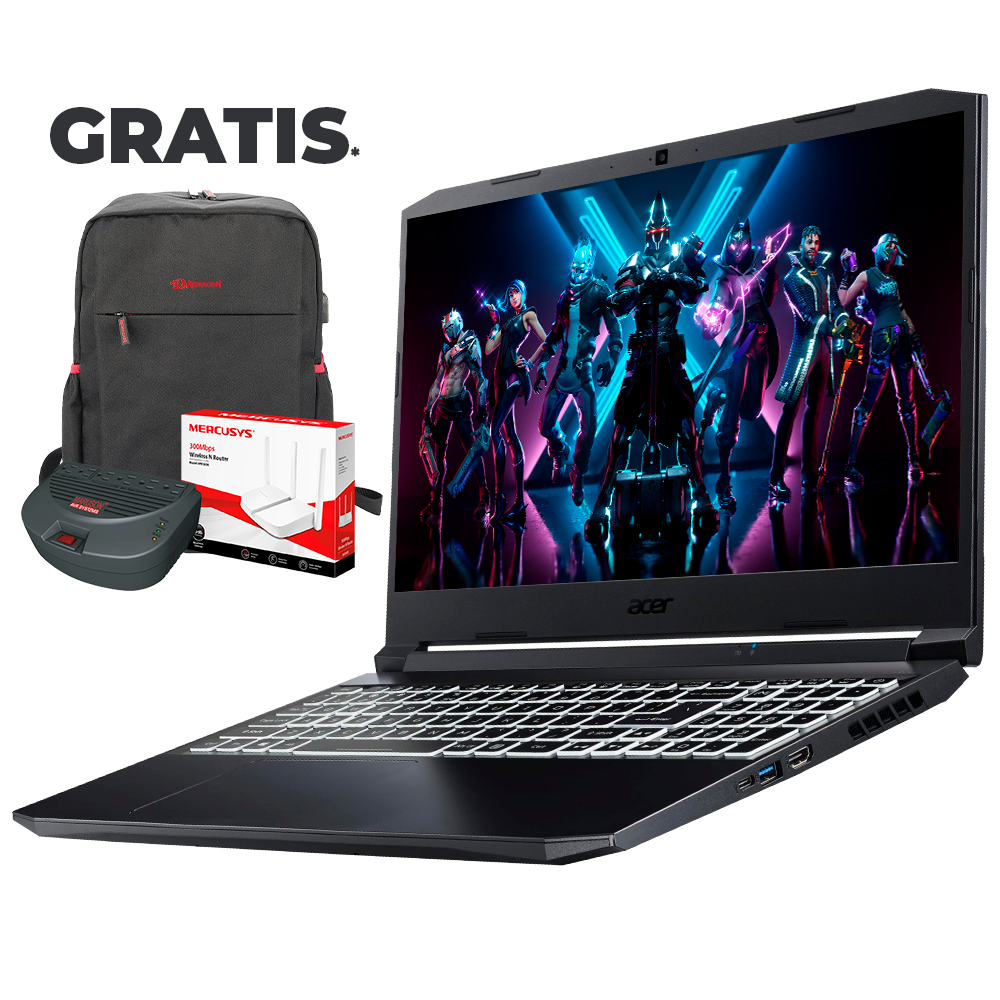 Laptop Acer Nitro 5 Intel i5 -10300H, 15.6", 8GB DDR4, SSD 256GB, GeForce GTX 1650 + GRATIS Mochilla, Router y Regulador