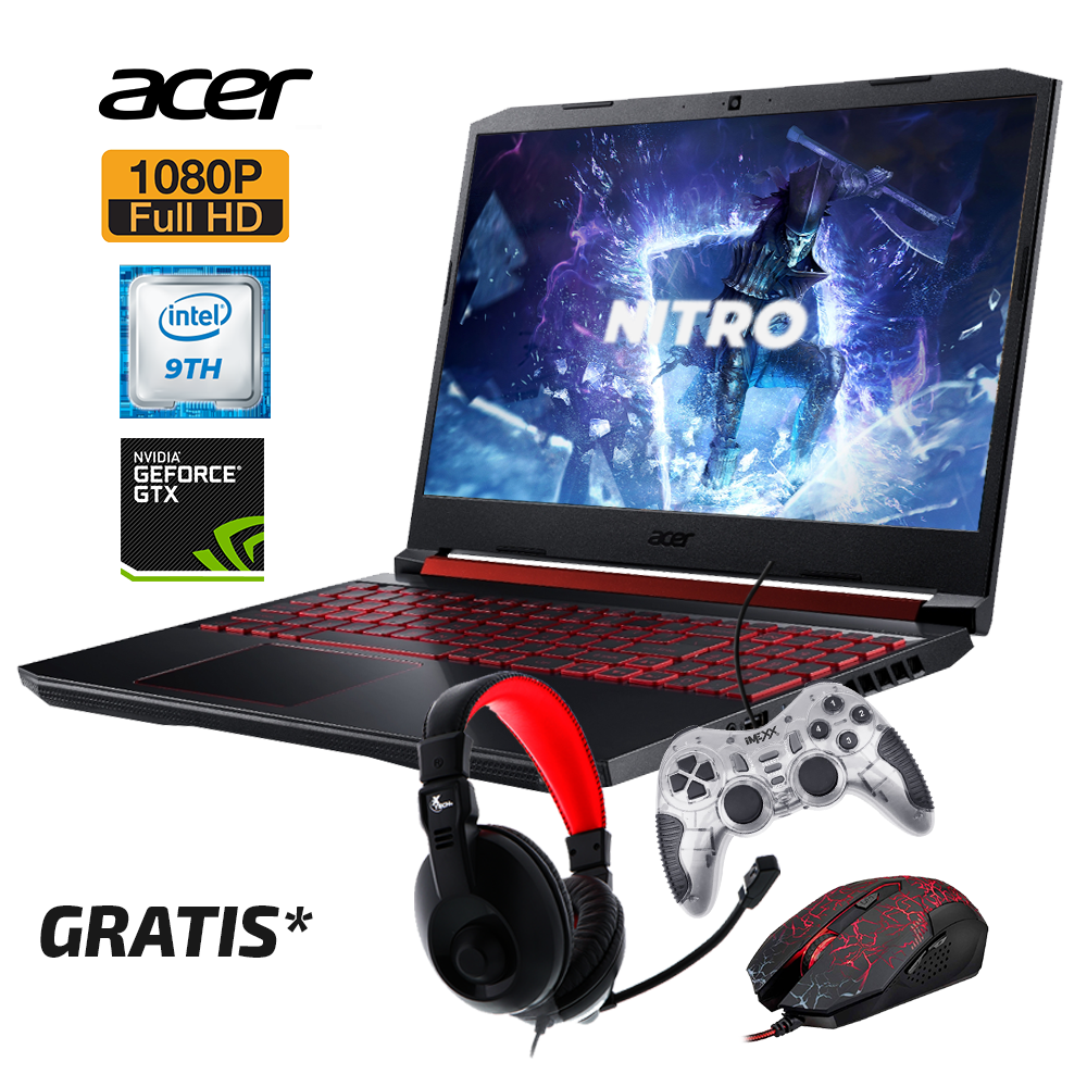 Laptop Gaming Acer Nitro 5, i5-9300H - Gratis Headset, Mouse y Control